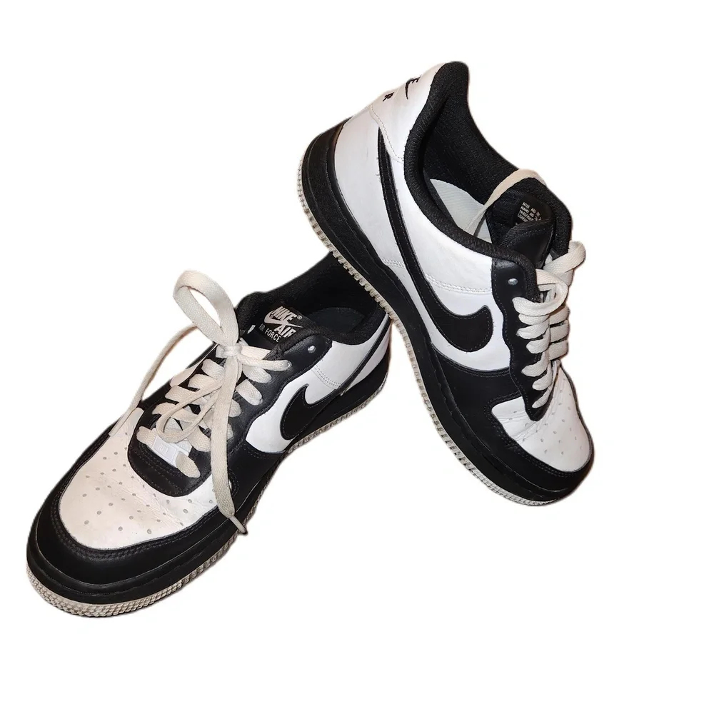 Nike Mens Air Force 1 ID Black White Sneakers Size 7